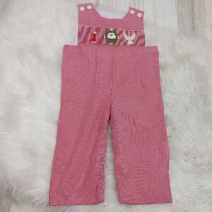 Mom & Me Red White Gingham Christmas Smock Jon Jon Romper Size 12 Months.